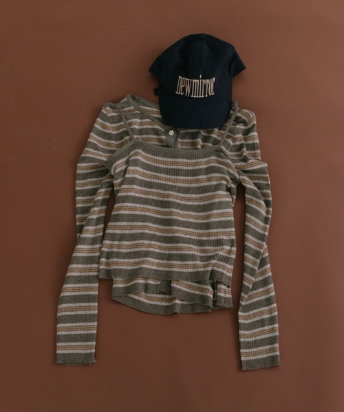 ボーダーアンサンブルニットカーディガン（カーディガン/ボレロ