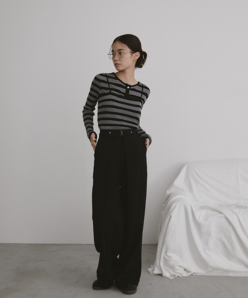 ボーダーアンサンブルニットカーディガン（カーディガン/ボレロ