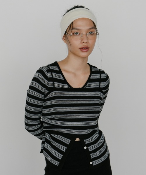 duei（デュイ）の「ボーダーアンサンブルニットカーディガン（カーディガン/ボレロ・レディース・ブラウン/ブラック・FREE）」の10枚目の写真