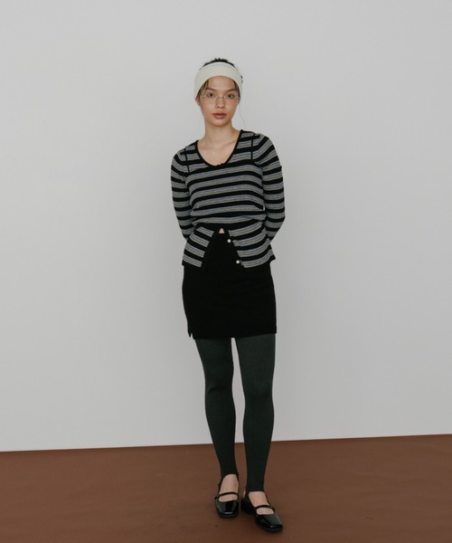 duei（デュイ）の「ボーダーアンサンブルニットカーディガン（カーディガン/ボレロ・レディース・ブラウン/ブラック・FREE）」の13枚目の写真