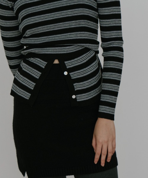 ボーダーアンサンブルニットカーディガン（カーディガン/ボレロ