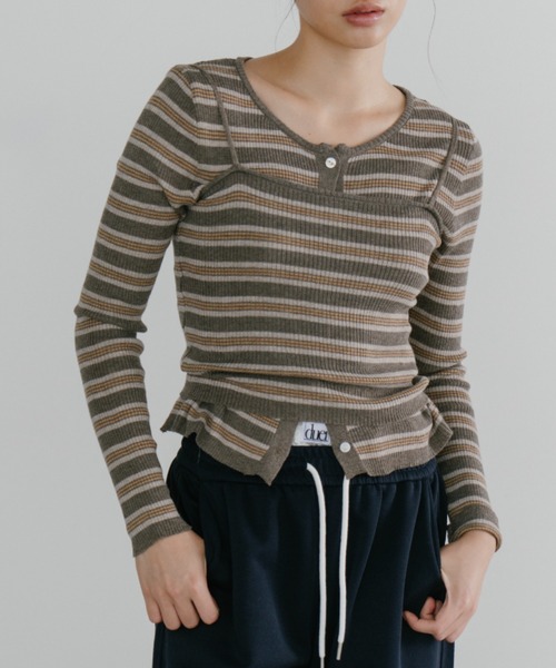 duei（デュイ）の「ボーダーアンサンブルニットカーディガン（カーディガン/ボレロ・レディース・ブラウン/ブラック・FREE）」の15枚目の写真