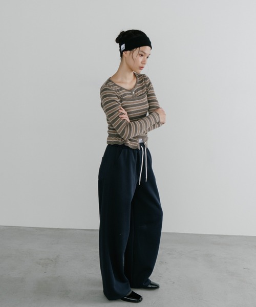 ボーダーアンサンブルニットカーディガン（カーディガン/ボレロ