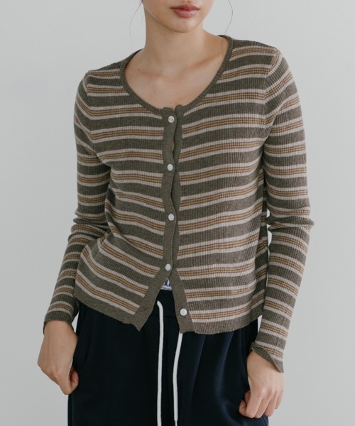 duei（デュイ）の「ボーダーアンサンブルニットカーディガン（カーディガン/ボレロ・レディース・ブラウン/ブラック・FREE）」の18枚目の写真