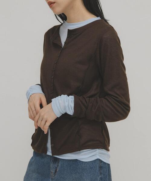 KBF(ケイビーエフ)の「バイカラーレイヤードカットソー(Tシャツ/カットソー・レディース・ホワイト系その他/グレー系その他/ブラウン系その他・ONE)」の1枚目の写真