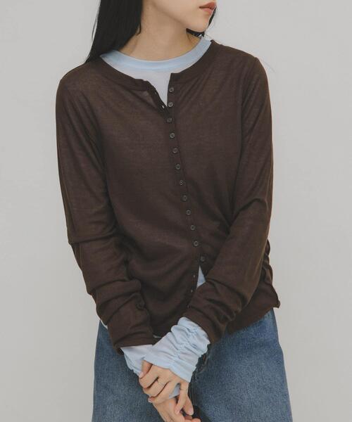KBF(ケイビーエフ)の「バイカラーレイヤードカットソー(Tシャツ/カットソー・レディース・ホワイト系その他/グレー系その他/ブラウン系その他・ONE)」の8枚目の写真
