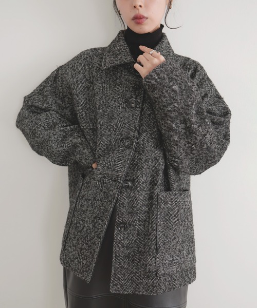 ヘリンボーンパイピングカバーオールジャケット（カバーオール）｜LIAN