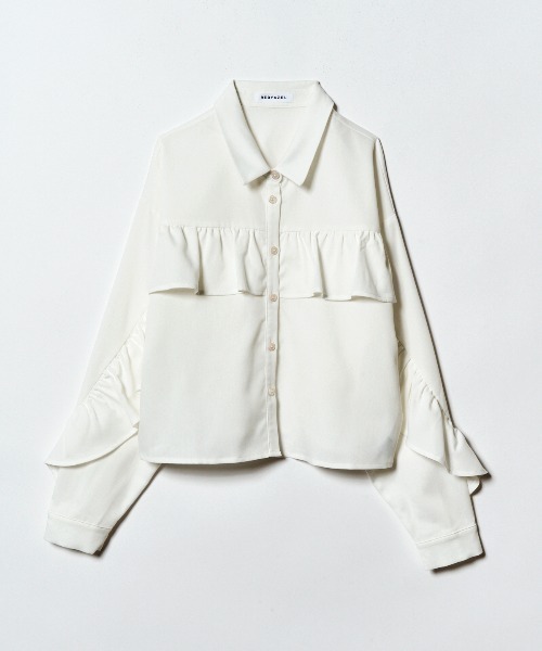 REDYAZEL（レディアゼル）の「フリルラインストライプブラウス（シャツ/ブラウス・レディース・ブラック系その他/ホワイト/ホワイト系その他/ベージュ系その他/ネイビー/ピンク・FREE）」の17枚目の写真