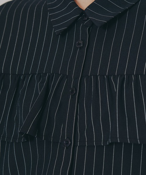 REDYAZEL（レディアゼル）の「フリルラインストライプブラウス（シャツ/ブラウス・レディース・ブラック系その他/ホワイト/ホワイト系その他/ベージュ系その他/ネイビー/ピンク・FREE）」の14枚目の写真