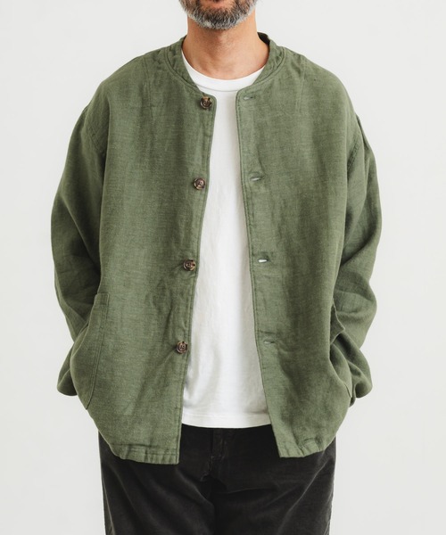 quadro（クオドロ）の「フレンチリネンブラッシュツイルカバーオール（カバーオール・メンズ・グリーン/ブラック・MEDIUM）」の11枚目の写真