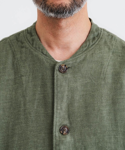 quadro（クオドロ）の「フレンチリネンブラッシュツイルカバーオール（カバーオール・メンズ・グリーン/ブラック・MEDIUM）」の13枚目の写真