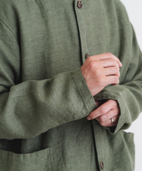 quadro（クオドロ）の「フレンチリネンブラッシュツイルカバーオール（カバーオール・メンズ・グリーン/ブラック・MEDIUM）」の14枚目の写真