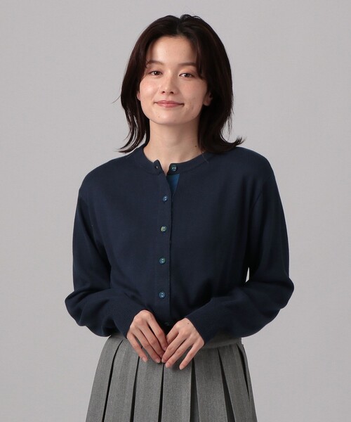 Afternoon Tea（アフタヌーンティー）の「タータンチェック柄くるみボタンカーディガン/Afternoon Tea Original Tartans（カーディガン/ボレロ・レディース・グレー/ネイビー/ベージュ・MEDIUM）」の3枚目の写真