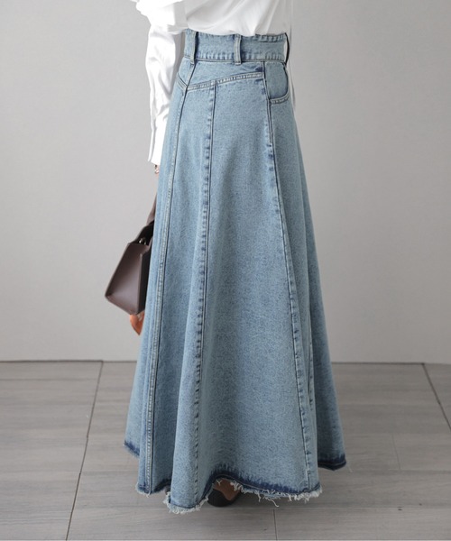 AMELY(エミリー)の「Aラインデニムスカート(スカート・レディース・ネイビー/ブラック系/ブルー系・L/M)」の10枚目の写真