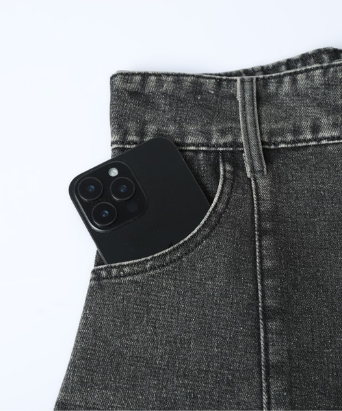 AMELY(エミリー)の「Aラインデニムスカート(スカート・レディース・ネイビー/ブラック系/ブルー系・L/M)」の15枚目の写真