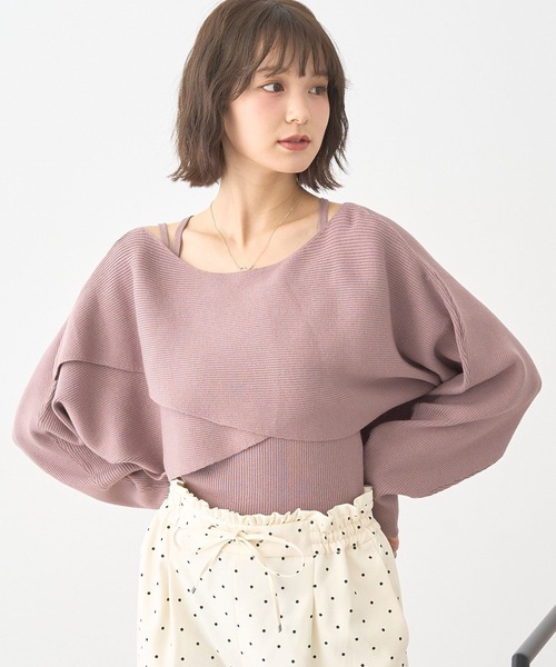 earth music&ecology(アースミュージックアンドエコロジー)の「SET2点クロスニット+キャミソール(ニット/セーター・レディース・ボルドー/モカ/アイボリー/ブラック・F)」の21枚目の写真