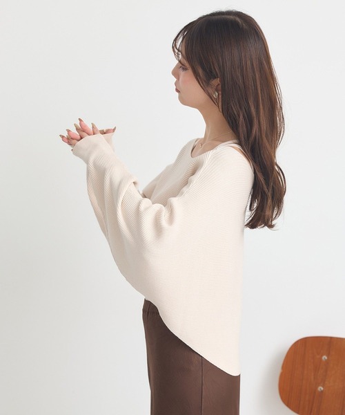 earth music&ecology(アースミュージックアンドエコロジー)の「SET2点クロスニット+キャミソール(ニット/セーター・レディース・ボルドー/モカ/アイボリー/ブラック・F)」の6枚目の写真