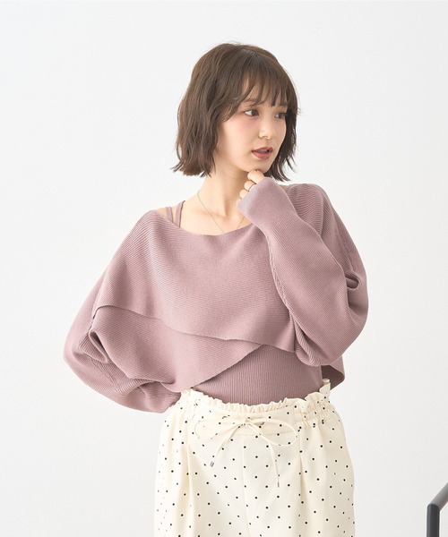 earth music&ecology(アースミュージックアンドエコロジー)の「SET2点クロスニット+キャミソール(ニット/セーター・レディース・ボルドー/モカ/アイボリー/ブラック・F)」の22枚目の写真