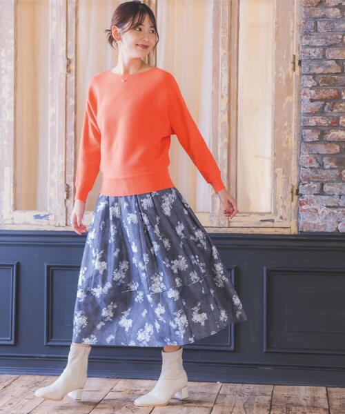 ITS'DEMO（イッツデモ）の「【手洗い可】アンジェリーナラメリブドルマンニット（ニット/セーター・レディース・グリーン系/ブラック/ライトオレンジ系/パープル系4/オフホワイト・00）」の8枚目の写真