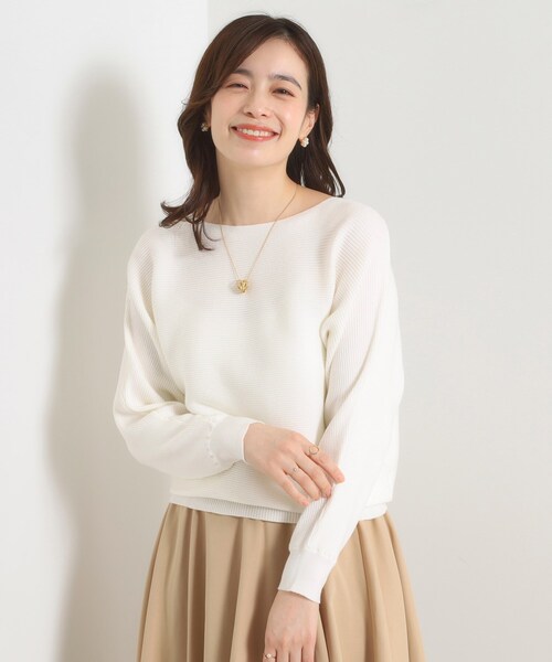 ITS'DEMO（イッツデモ）の「【手洗い可】アンジェリーナラメリブドルマンニット（ニット/セーター・レディース・グリーン系/ブラック/ライトオレンジ系/パープル系4/オフホワイト・00）」の10枚目の写真