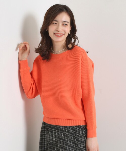 ITS'DEMO（イッツデモ）の「【手洗い可】アンジェリーナラメリブドルマンニット（ニット/セーター・レディース・グリーン系/ブラック/ライトオレンジ系/パープル系4/オフホワイト・00）」の19枚目の写真