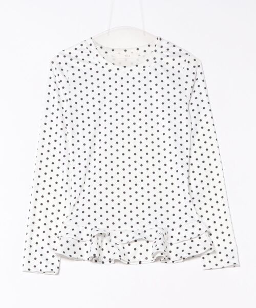 Nia(ニア)の「Nia(ニア)/フリルレイヤード ポルカドットロンT(Tシャツ/カットソー・レディース・ホワイト・SMALL/MEDIUM)」の4枚目の写真