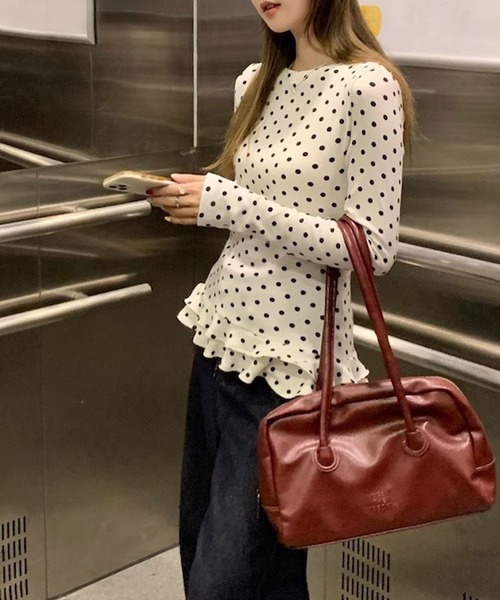 Nia(ニア)の「Nia(ニア)/フリルレイヤード ポルカドットロンT(Tシャツ/カットソー・レディース・ホワイト・SMALL/MEDIUM)」の14枚目の写真