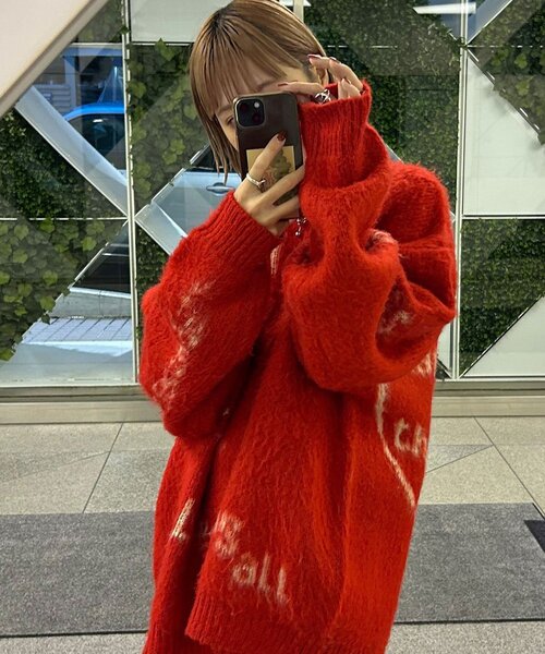 CIAOPANIC（チャオパニック）の「【新色追加】ハンドクラフトロゴニット（ニット/セーター・レディース・サックスブルー/ピンク/ベージュ/ブラウン/レッド/チャコールグレー/アイボリー/ミント/パープル/グリーン/シルバー・FREE）」の10枚目の写真