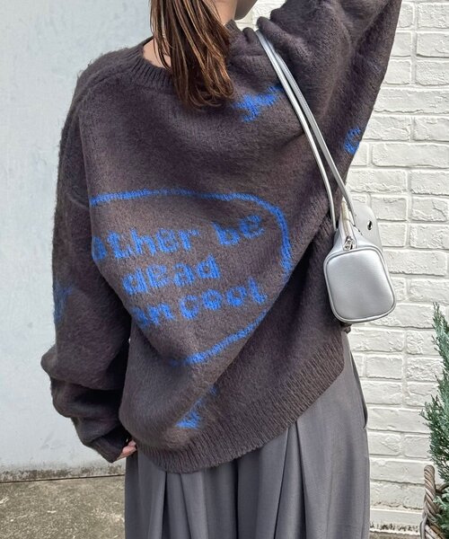 CIAOPANIC（チャオパニック）の「【新色追加】ハンドクラフトロゴニット（ニット/セーター・レディース・サックスブルー/ピンク/ベージュ/ブラウン/レッド/チャコールグレー/アイボリー/ミント/パープル/グリーン/シルバー・FREE）」の16枚目の写真