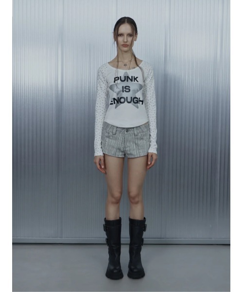 SETUPEXE(セットアップイーエックスイー)の「A'GEM/9 × .kom 『SETUPEXE/セットアップイーエックスイー』STAR SLEEVE PUNK TOP/スター&ドットデザイン長袖Tシャツ(Tシャツ/カットソー・レディース・ホワイト/グレー/ブラック・FREE)」の21枚目の写真