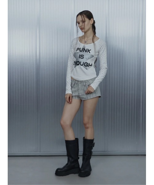 SETUPEXE(セットアップイーエックスイー)の「A'GEM/9 × .kom 『SETUPEXE/セットアップイーエックスイー』STAR SLEEVE PUNK TOP/スター&ドットデザイン長袖Tシャツ(Tシャツ/カットソー・レディース・ホワイト/グレー/ブラック・FREE)」の19枚目の写真