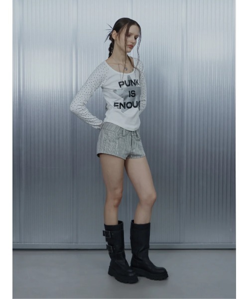 SETUPEXE(セットアップイーエックスイー)の「A'GEM/9 × .kom 『SETUPEXE/セットアップイーエックスイー』STAR SLEEVE PUNK TOP/スター&ドットデザイン長袖Tシャツ(Tシャツ/カットソー・レディース・ホワイト/グレー/ブラック・FREE)」の20枚目の写真