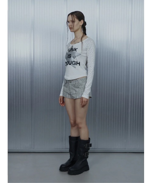 SETUPEXE(セットアップイーエックスイー)の「A'GEM/9 × .kom 『SETUPEXE/セットアップイーエックスイー』STAR SLEEVE PUNK TOP/スター&ドットデザイン長袖Tシャツ(Tシャツ/カットソー・レディース・ホワイト/グレー/ブラック・FREE)」の22枚目の写真