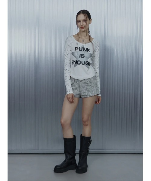SETUPEXE(セットアップイーエックスイー)の「A'GEM/9 × .kom 『SETUPEXE/セットアップイーエックスイー』STAR SLEEVE PUNK TOP/スター&ドットデザイン長袖Tシャツ(Tシャツ/カットソー・レディース・ホワイト/グレー/ブラック・FREE)」の17枚目の写真