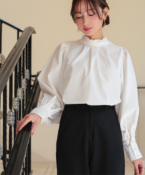 Petitle（プチレ）の「[ セレモニー ] [ 低身長向けサイズあり ] ブラウス (単品)（シャツ/ブラウス・レディース・オフホワイト/ライトブルー・M/PL/PM/PS）」の3枚目の写真