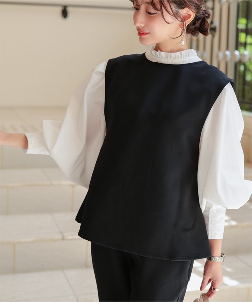 Petitle（プチレ）の「[ セレモニー ] [ 低身長向けサイズあり ] ブラウス (単品)（シャツ/ブラウス・レディース・オフホワイト/ライトブルー・M/PL/PM/PS）」の7枚目の写真