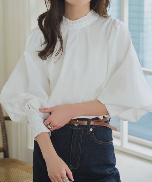 Petitle（プチレ）の「[ セレモニー ] [ 低身長向けサイズあり ] ブラウス (単品)（シャツ/ブラウス・レディース・オフホワイト/ライトブルー・M/PL/PM/PS）」の12枚目の写真