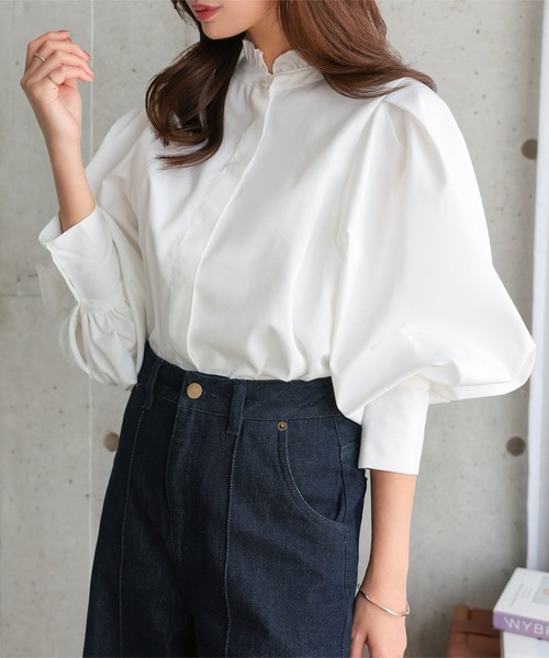 Petitle（プチレ）の「[ セレモニー ] [ 低身長向けサイズあり ] ブラウス (単品)（シャツ/ブラウス・レディース・オフホワイト/ライトブルー・M/PL/PM/PS）」の13枚目の写真