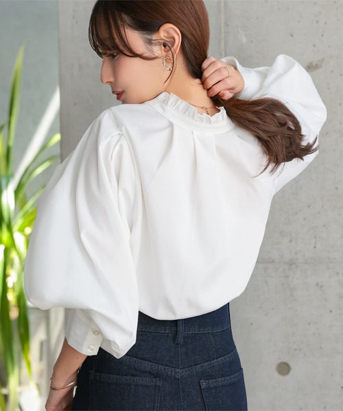 Petitle（プチレ）の「[ セレモニー ] [ 低身長向けサイズあり ] ブラウス (単品)（シャツ/ブラウス・レディース・オフホワイト/ライトブルー・M/PL/PM/PS）」の14枚目の写真