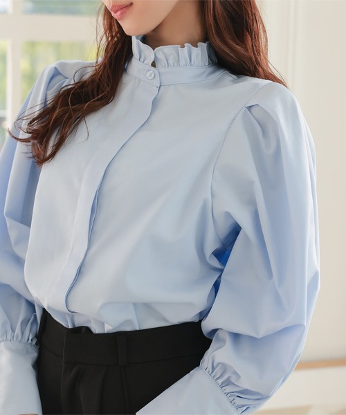 Petitle（プチレ）の「[ セレモニー ] [ 低身長向けサイズあり ] ブラウス (単品)（シャツ/ブラウス・レディース・オフホワイト/ライトブルー・M/PL/PM/PS）」の22枚目の写真