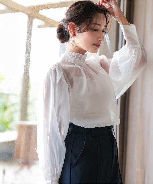 Petitle（プチレ）の「[ セレモニー ] [ 低身長向けサイズあり ] ブラウス (単品)（シャツ/ブラウス・レディース・オフホワイト/ライトブルー・M/PL/PM/PS）」の20枚目の写真