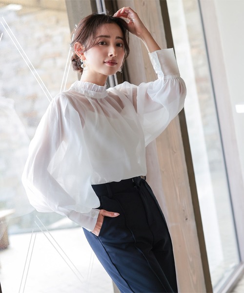 Petitle（プチレ）の「[ セレモニー ] [ 低身長向けサイズあり ] ブラウス (単品)（シャツ/ブラウス・レディース・オフホワイト/ライトブルー・M/PL/PM/PS）」の21枚目の写真