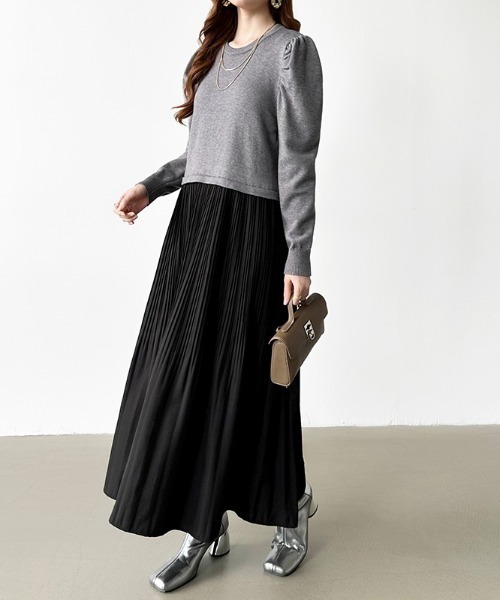 バーバリーロンドン タートルチェックドッキングプリーツワンピース