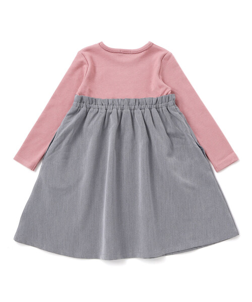 BeBe（ベベ）の「テレコ×ツイル切り替え長袖ワンピース（ワンピース・キッズ・ピンク/グレー・110cm/140cm/120cm/150cm/130cm）」の6枚目の写真