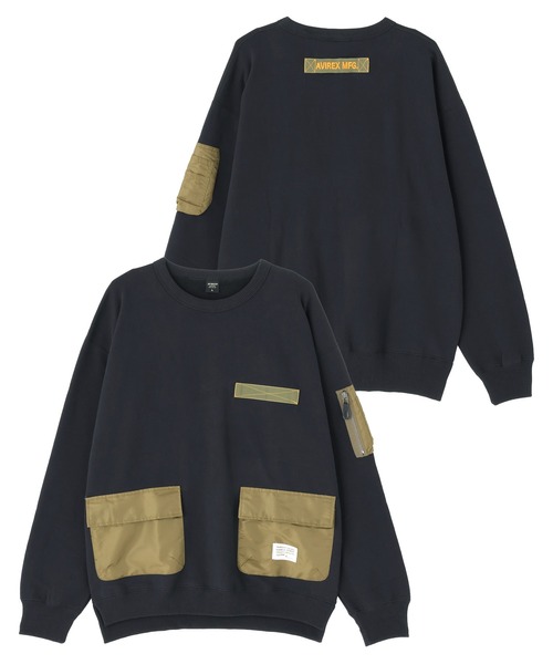 AVIREX(アヴィレックス)の「《WEB&DEPOT限定》TACTICAL CREWNECK SWEAT / タクティカル クルーネックスウェット / AVIREX / アヴィレックス(スウェット・メンズ・ブラック/その他17/ブラック系その他/ダークグリーン系・M/XL/2XL/L)」の1枚目の写真