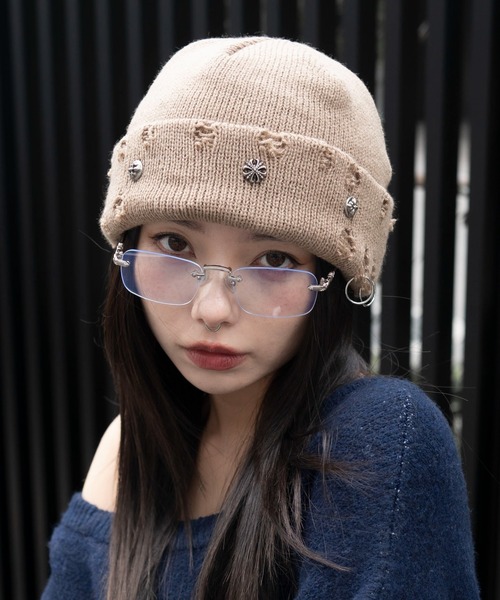 WEGO(ウィゴー)の「WEGO/メタルチャームニットキャップ(ニットキャップ/ビーニー・レディース・ブラック/ブラウン・FREE)」の13枚目の写真
