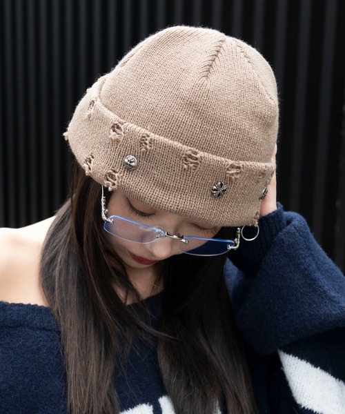 WEGO(ウィゴー)の「WEGO/メタルチャームニットキャップ(ニットキャップ/ビーニー・レディース・ブラック/ブラウン・FREE)」の10枚目の写真