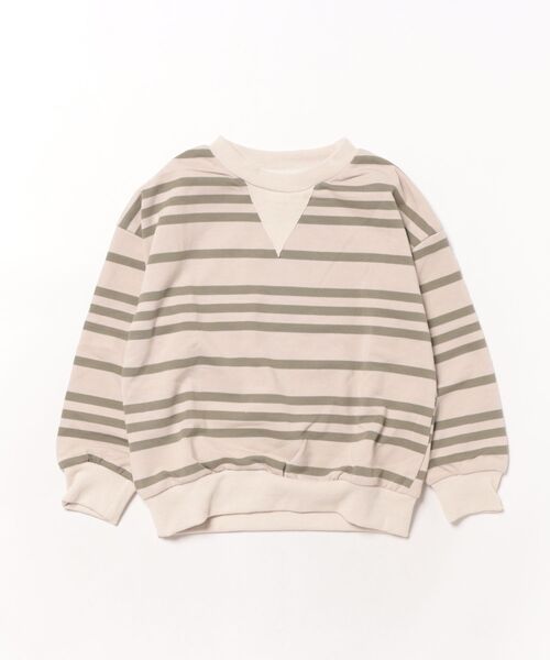 Bambin（ボンバン）の「【 Bambin / ボンバン 】 ボーダー 裏毛 スウェット（スウェット・キッズ・ライトベージュ/グリーン・110/120/130）」の12枚目の写真