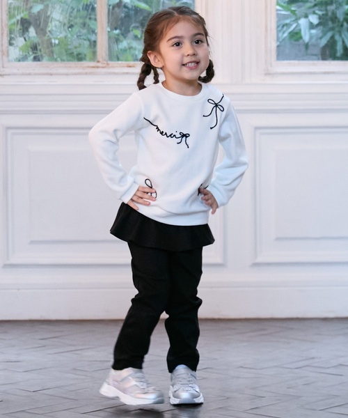 petit main（プティマイン）の「【スマイル/防汚加工】フリルカットロングパンツ（その他パンツ・キッズ・アイボリー/ブルー/ネイビー/ライトピンク/ブラック・110cm/80ｃｍ/90cm/100cm/130cm/120cm）」の2枚目の写真