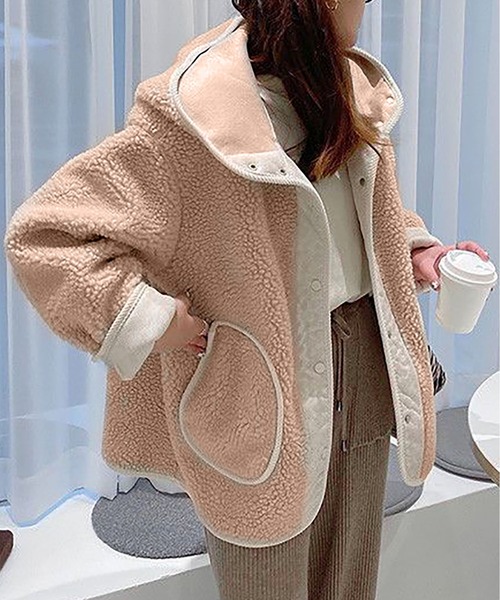 BLANC FICELLE(ブランフィセル)の「ボア ジャケット(ブルゾン・レディース・アイボリー/ベージュ・M/L/XL)」の6枚目の写真